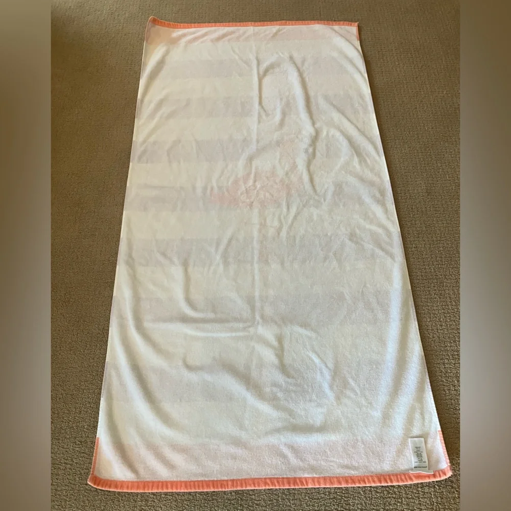 Pottery Barn Kids striped flamingo towel